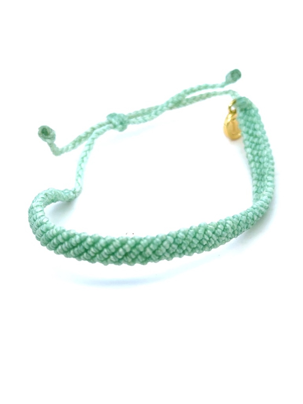 Pura Vida Mint‎ Braided Macramé Bracelet with Gold Charm